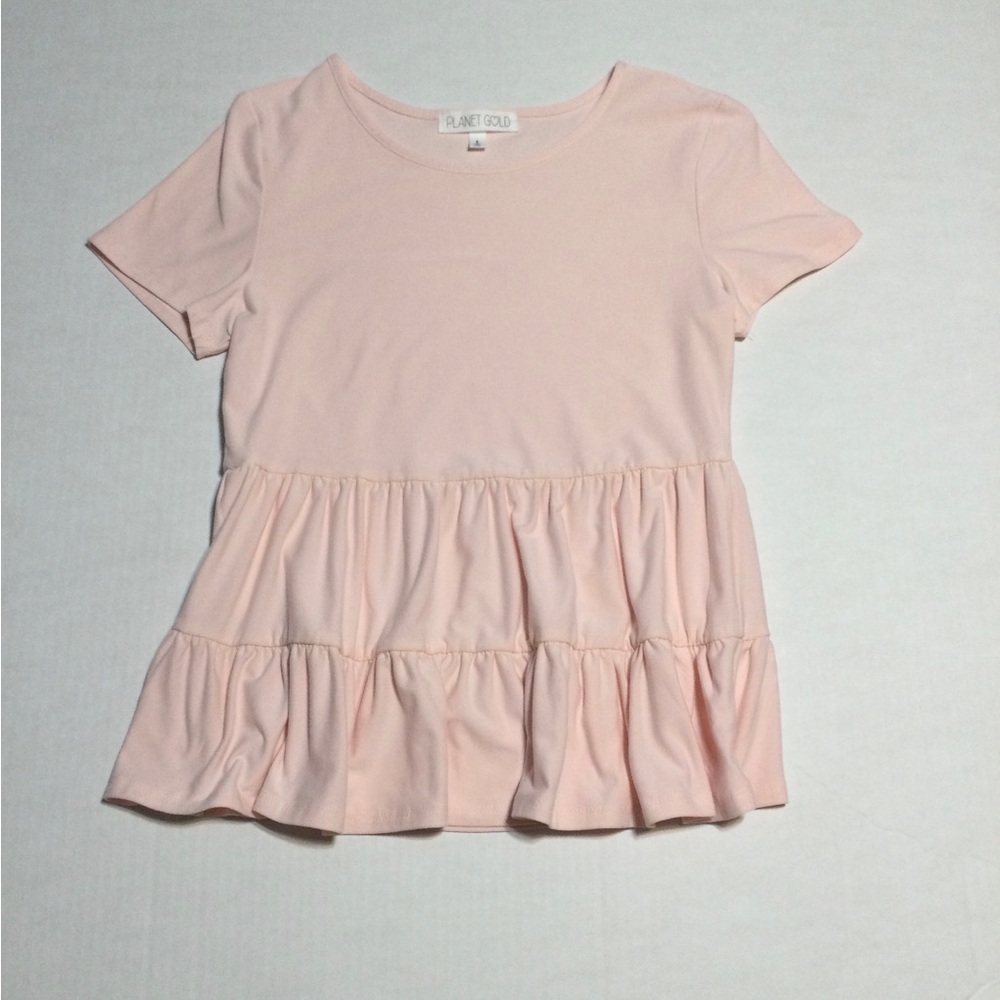 Planet Gold Junior Size S Pink Short Sleeved Top  with Two Tiered Bottom